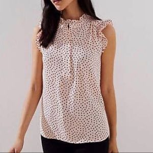 LOFT Pink Heart Print Blouse